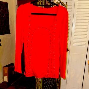 Venus Stylish Red Lace-Up Women's Top